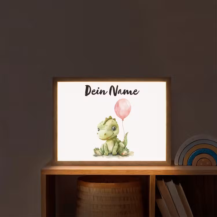 Draak - Baby dier - Roze ballon Light Box met batterij (Wandlamp kind) middel -sfeer1_kind