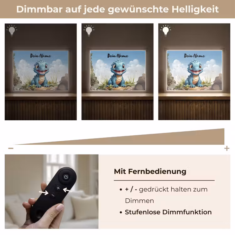 Draak - Blauw - Jongens - Kinderen Light Box met batterij (Wandlamp kind) middel -USP_dimbaarDE