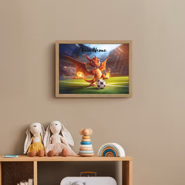 Draak - Voetbal - Vuur - Stadion Light Box met batterij (Wandlamp kind) middel -sfeer2_kind