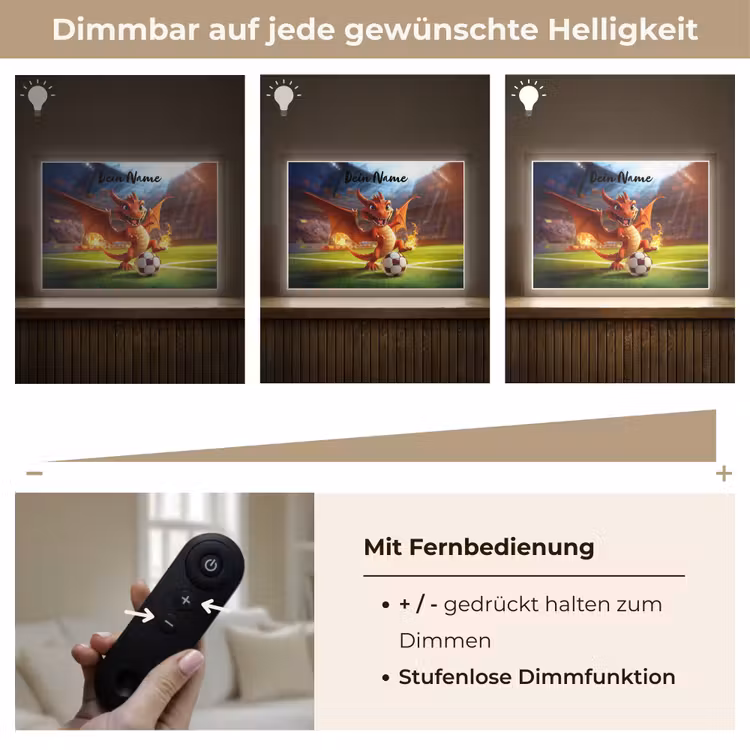 Draak - Voetbal - Vuur - Stadion Light Box met batterij (Wandlamp kind) middel -USP_dimbaarDE