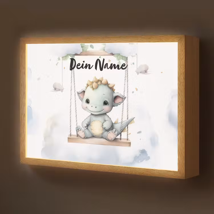 Draak - Baby dier - Kinderen Light Box met batterij (Wandlamp kind) middel -z3d_website