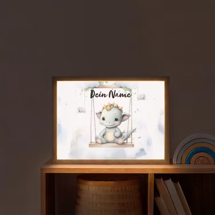 Draak - Baby dier - Kinderen Light Box met batterij (Wandlamp kind) middel -sfeer1_kind