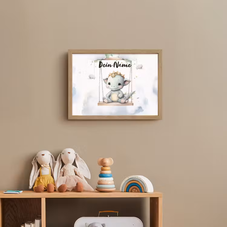 Draak - Baby dier - Kinderen Light Box met batterij (Wandlamp kind) middel -sfeer2_kind