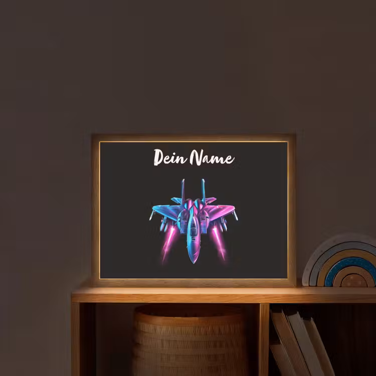 Straaljager - Blauw - Kleuren - Jongens - Zwart Light Box met batterij (Wandlamp kind) middel -sfeer1_kind