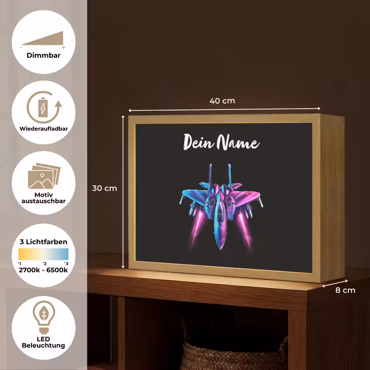 Straaljager - Blauw - Kleuren - Jongens - Zwart Light Box met batterij (Wandlamp kind) middel -USP_websiteoverzichtDE