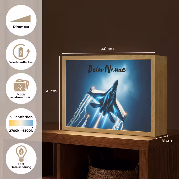 Straaljager - Blauw - Jongens Light Box met batterij (Wandlamp kind) middel -USP_websiteoverzichtDE