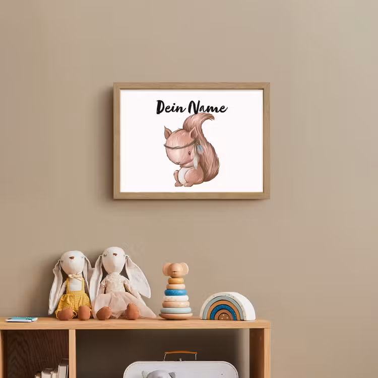 Eekhoorn - Dier - Bosdieren - Bruin Light Box met batterij (Wandlamp kind) middel -sfeer2_kind