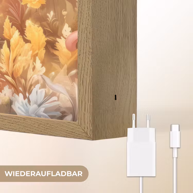 Eenhoorn - Bloemen - Vlinder - Roze Light Box met batterij (Wandlamp kind) middel -USP_websiteoplaadbaarDE