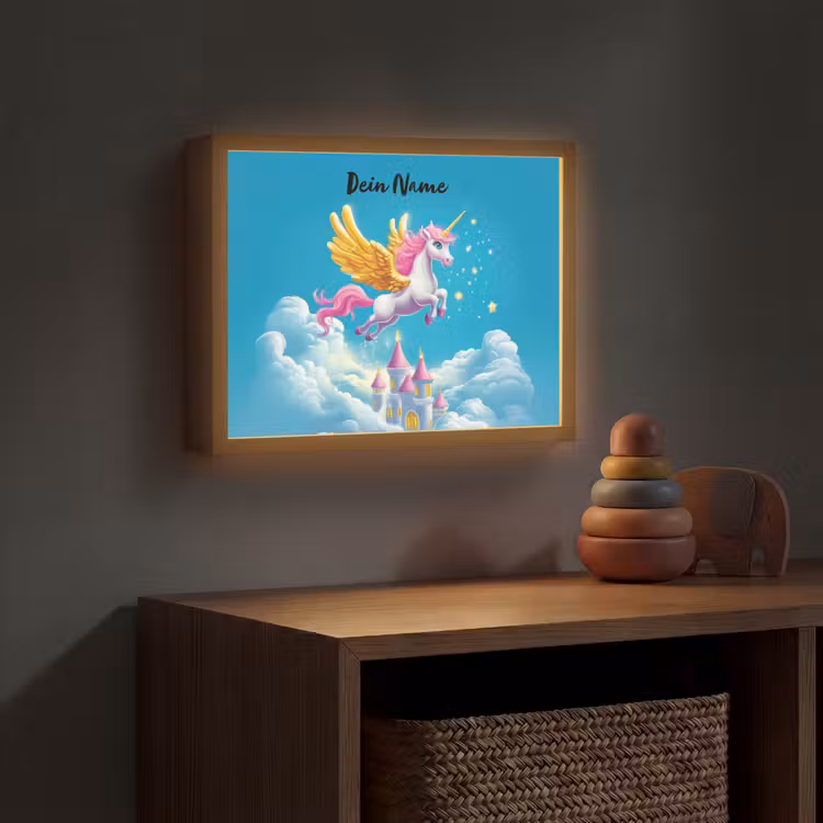 Eenhoorn - Fantasie - Kasteel Light Box met batterij (Wandlamp kind) middel -sfeer5_kind