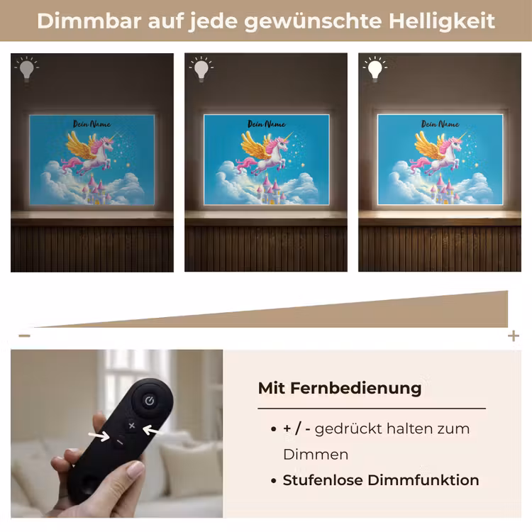 Eenhoorn - Fantasie - Kasteel Light Box met batterij (Wandlamp kind) middel -USP_dimbaarDE