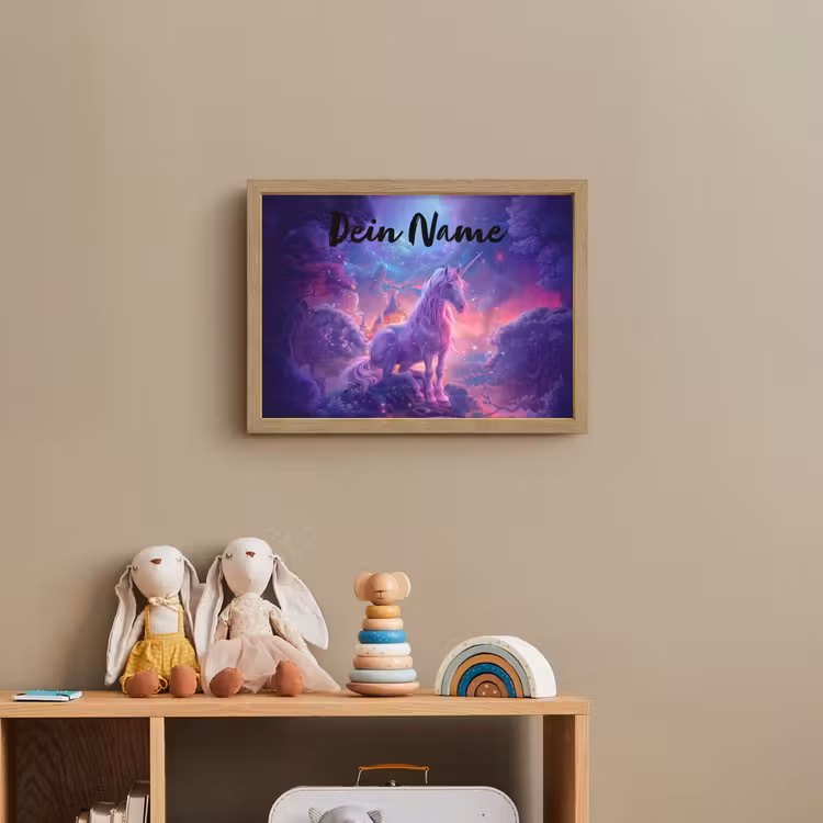 Eenhoorn - Fantasy - Kasteel - Meisje - Paars - Roze Light Box met batterij (Wandlamp kind) middel -sfeer2_kind