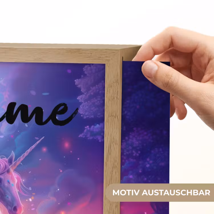 Eenhoorn - Fantasy - Kasteel - Meisje - Paars - Roze Light Box met batterij (Wandlamp kind) middel -USP_websiteprintDE