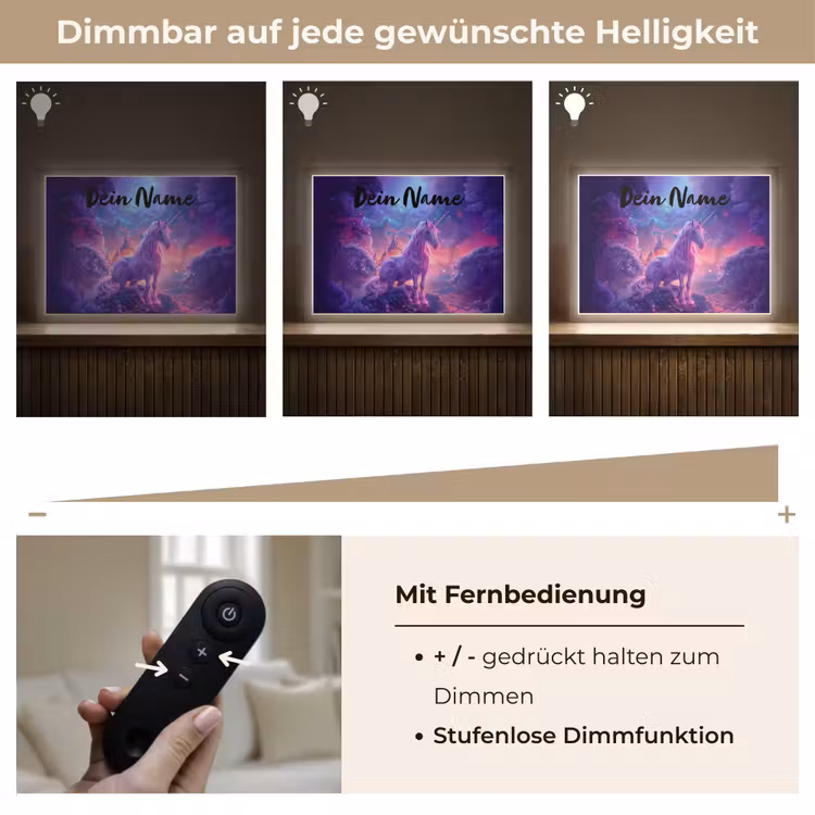 Eenhoorn - Fantasy - Kasteel - Meisje - Paars - Roze Light Box met batterij (Wandlamp kind) middel -USP_dimbaarDE