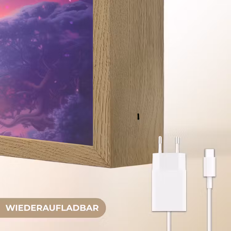Eenhoorn - Fantasy - Kasteel - Meisje - Paars - Roze Light Box met batterij (Wandlamp kind) middel -USP_websiteoplaadbaarDE