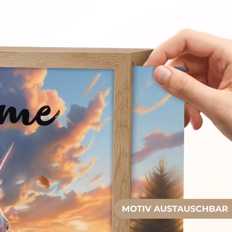Eenhoorn - Sprookjes dier - Natuur - Meisjes Light Box met batterij (Wandlamp kind) middel -USP_websiteprintDE