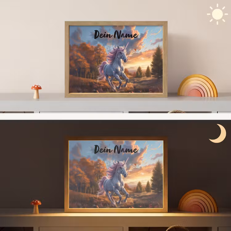 Eenhoorn - Sprookjes dier - Natuur - Meisjes Light Box met batterij (Wandlamp kind) middel -sfeer3_kind