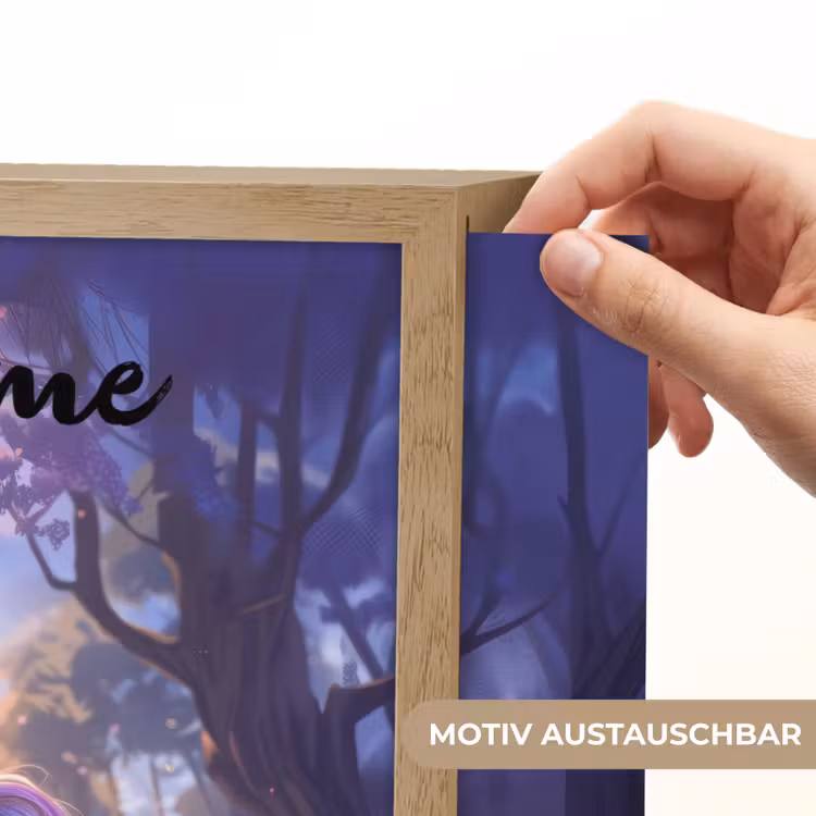 Eenhoorn - Paars - Sprookje - Fantasy dier Light Box met batterij (Wandlamp kind) middel -USP_websiteprintDE