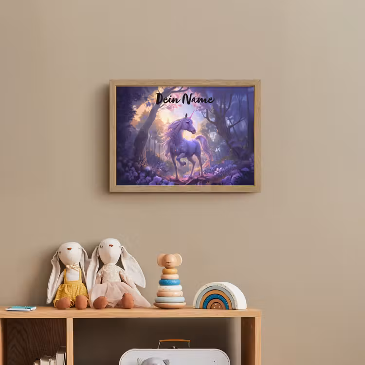 Eenhoorn - Paars - Sprookje - Fantasy dier Light Box met batterij (Wandlamp kind) middel -sfeer2_kind