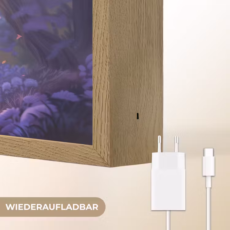 Eenhoorn - Paars - Sprookje - Fantasy dier Light Box met batterij (Wandlamp kind) middel -USP_websiteoplaadbaarDE