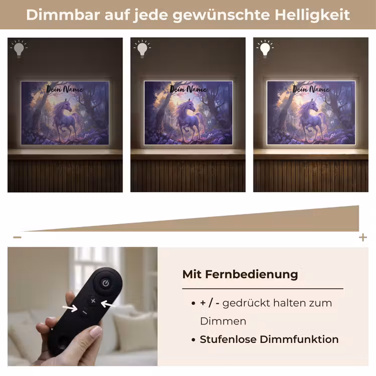 Eenhoorn - Paars - Sprookje - Fantasy dier Light Box met batterij (Wandlamp kind) middel -USP_dimbaarDE