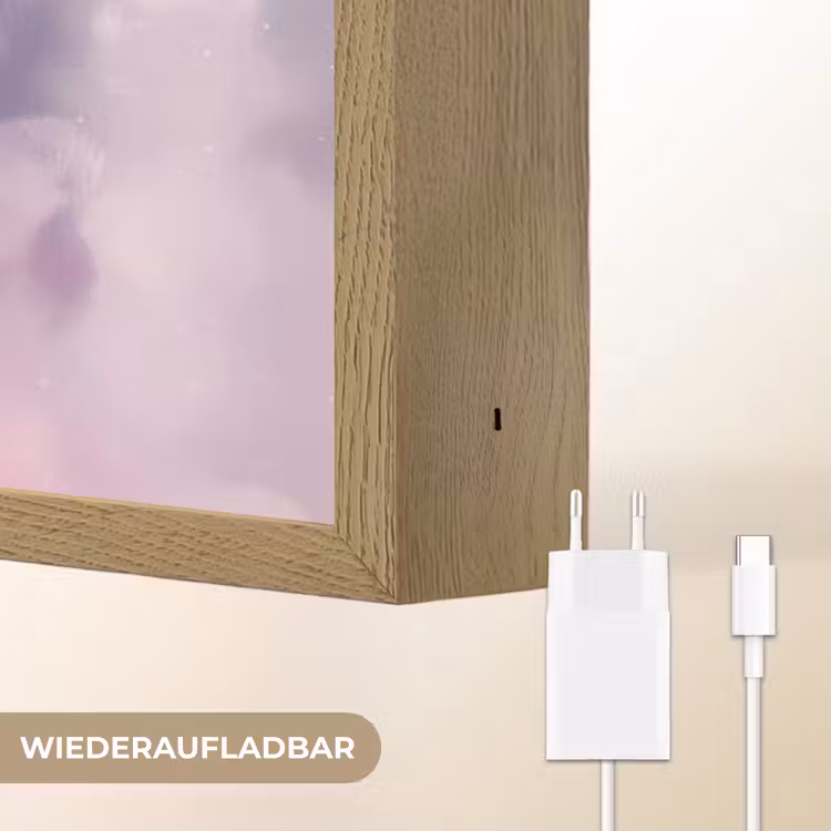 Eenhoorn - Paars - Sterrenhemel - Maan Light Box met batterij (Wandlamp kind) middel -USP_websiteoplaadbaarDE