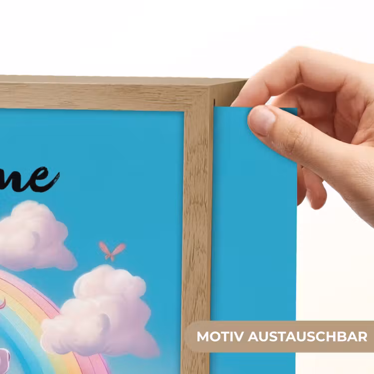 Unicorn - Meisjes - Bloemen - Regenboog - Eenhoorn Light Box met batterij (Wandlamp kind) middel -USP_websiteprintDE