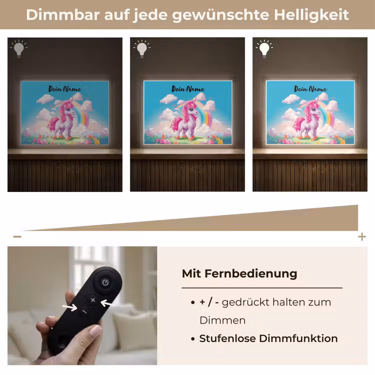 Unicorn - Meisjes - Bloemen - Regenboog - Eenhoorn Light Box met batterij (Wandlamp kind) middel -USP_dimbaarDE