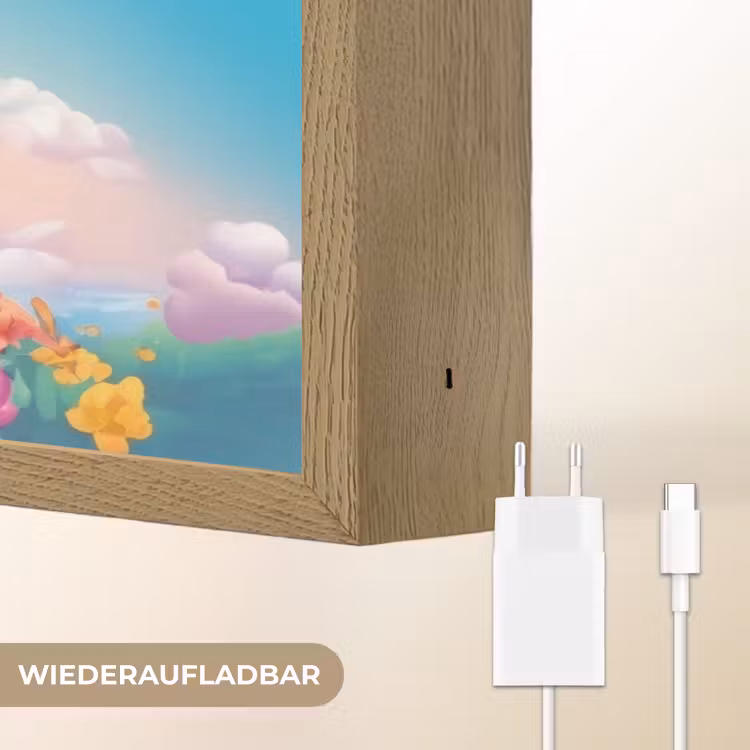 Unicorn - Meisjes - Bloemen - Regenboog - Eenhoorn Light Box met batterij (Wandlamp kind) middel -USP_websiteoplaadbaarDE