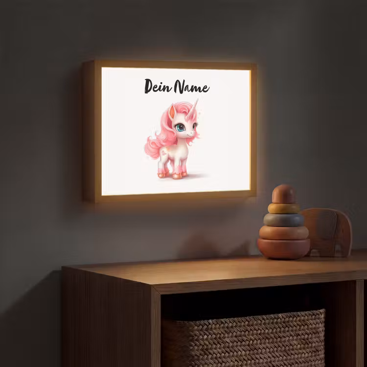 Unicorn - Meisjes - Kinderen - Eenhoorn - Roze Light Box met batterij (Wandlamp kind) middel -sfeer5_kind