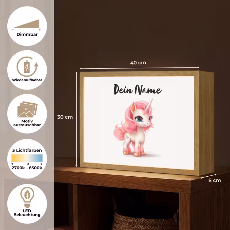Unicorn - Meisjes - Kinderen - Eenhoorn - Roze Light Box met batterij (Wandlamp kind) middel -USP_websiteoverzichtDE