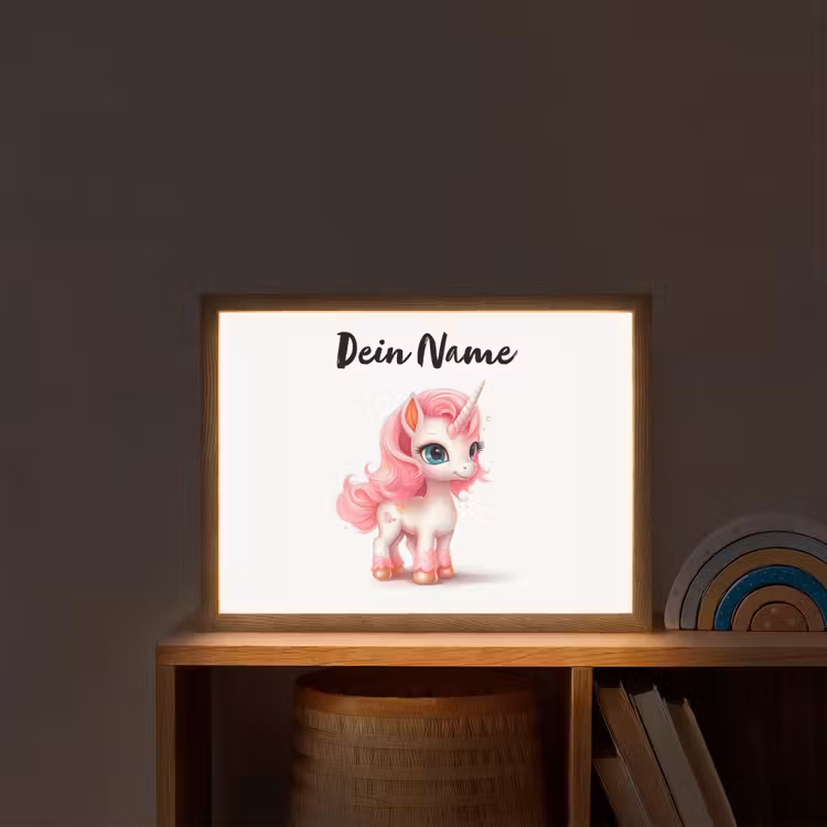 Unicorn - Meisjes - Kinderen - Eenhoorn - Roze Light Box met batterij (Wandlamp kind) middel -sfeer1_kind