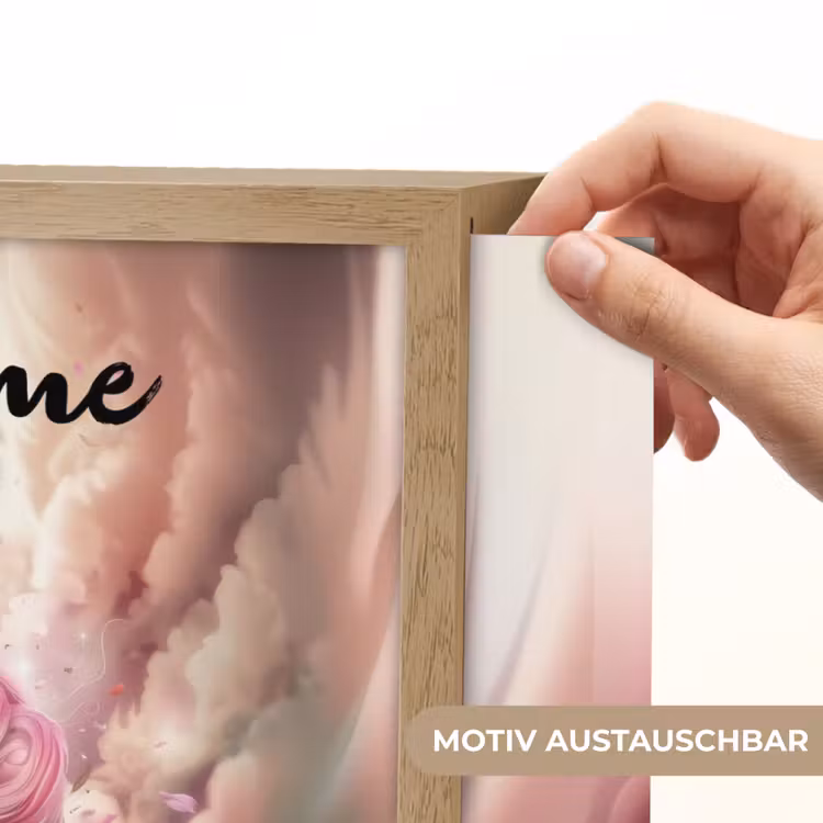 Eenhoorn - Meisje - Roze - Bloemen - Sprookje Light Box met batterij (Wandlamp kind) middel -USP_websiteprintDE
