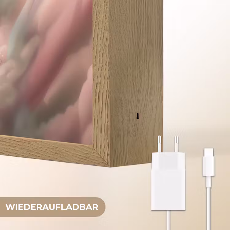 Eenhoorn - Meisje - Roze - Bloemen - Sprookje Light Box met batterij (Wandlamp kind) middel -USP_websiteoplaadbaarDE