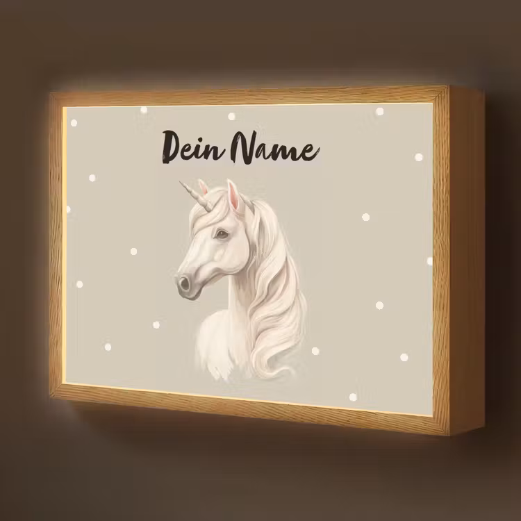 Eenhoorn - Manen - Stippen - Golven Light Box met batterij (Wandlamp kind) middel -z3d_website