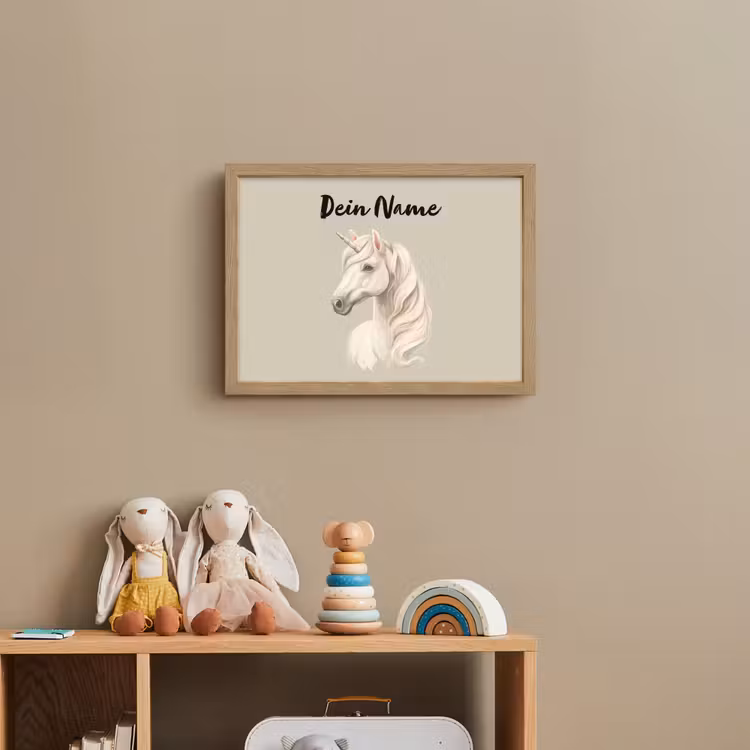 Eenhoorn - Manen - Golven - Wit Light Box met batterij (Wandlamp kind) middel -sfeer2_kind