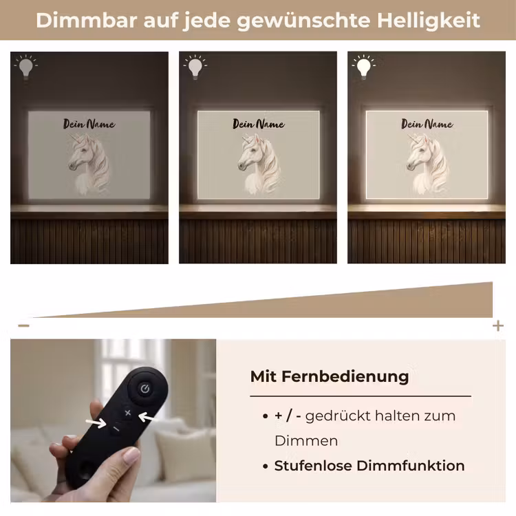Eenhoorn - Manen - Golven - Wit Light Box met batterij (Wandlamp kind) middel -USP_dimbaarDE