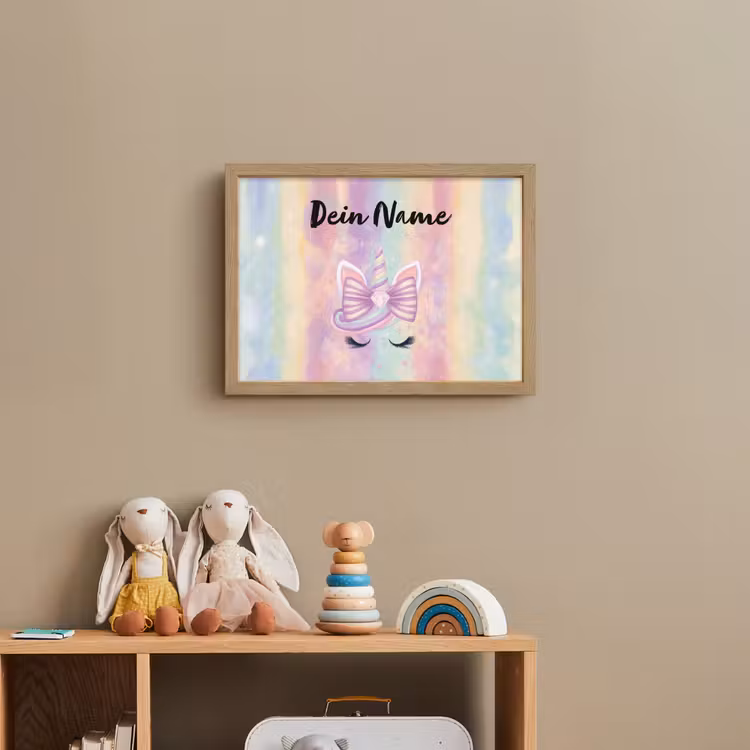 Eenhoorn - Pastel - Glitters - Regenboog Light Box met batterij (Wandlamp kind) middel -sfeer2_kind