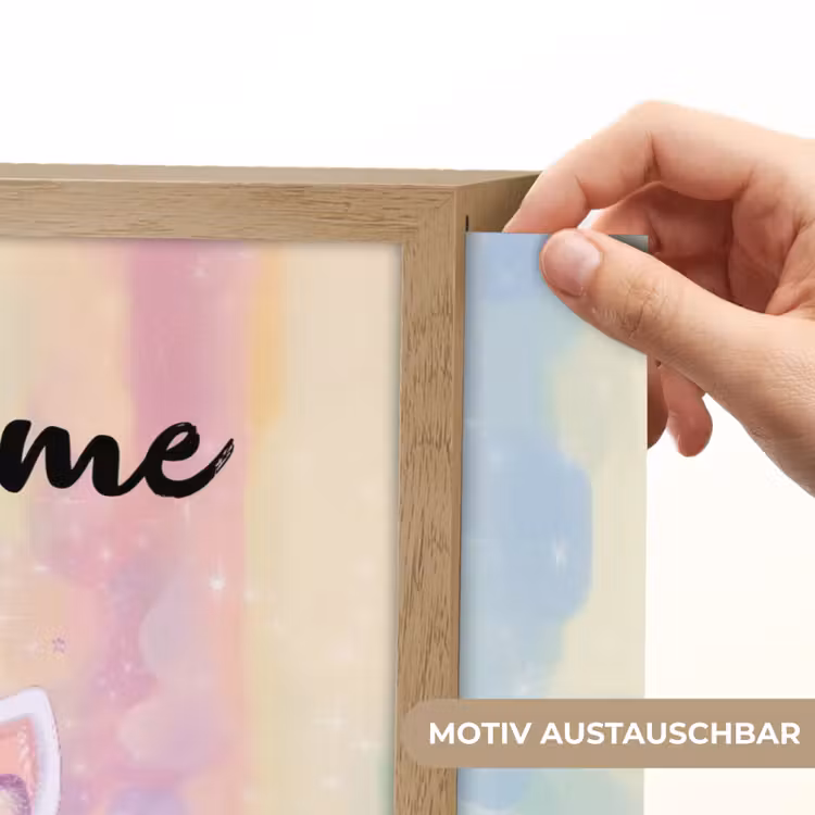 Eenhoorn - Pastel - Glitters - Regenboog Light Box met batterij (Wandlamp kind) middel -USP_websiteprintDE