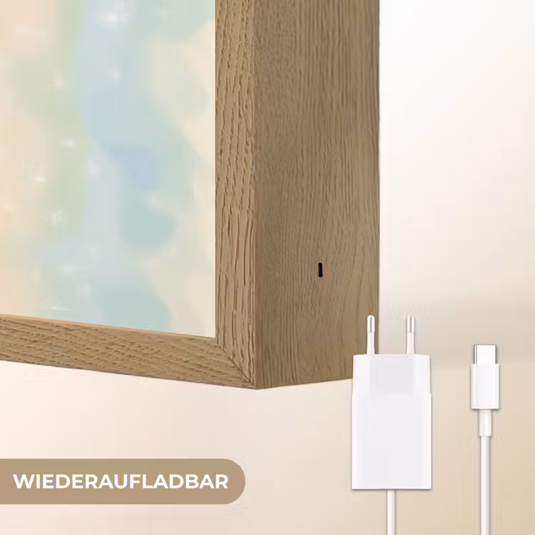Eenhoorn - Pastel - Glitters - Regenboog Light Box met batterij (Wandlamp kind) middel -USP_websiteoplaadbaarDE