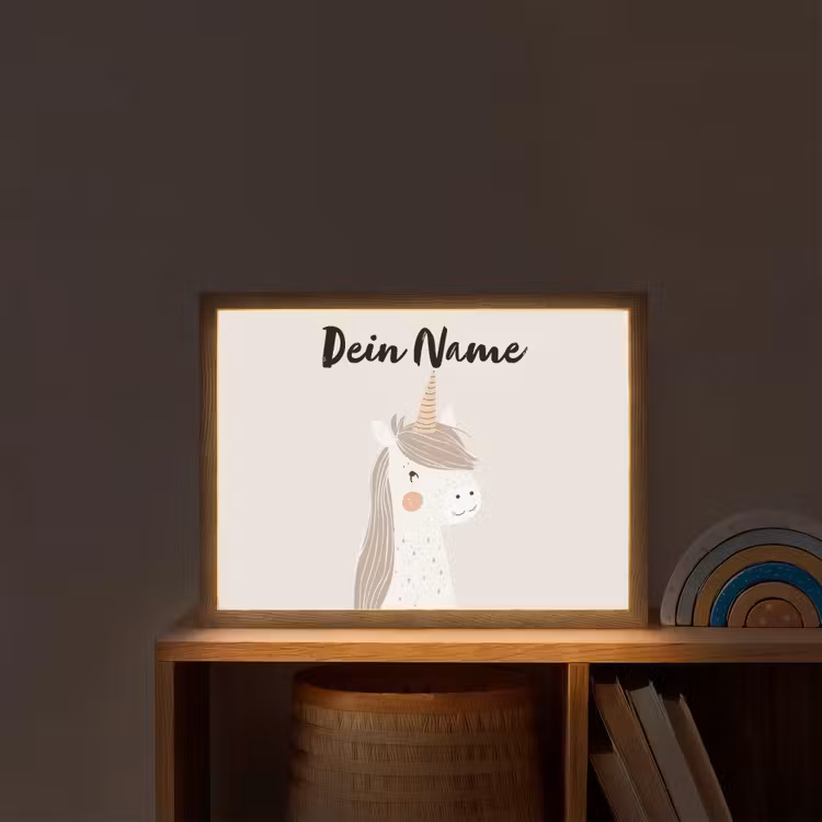 Eenhoorn - Pastel kleuren - Unicorn Light Box met batterij (Wandlamp kind) middel -sfeer1_kind