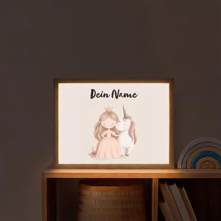 Eenhoorn - Prinses - Kroon - Jurk Light Box met batterij (Wandlamp kind) middel -sfeer1_kind