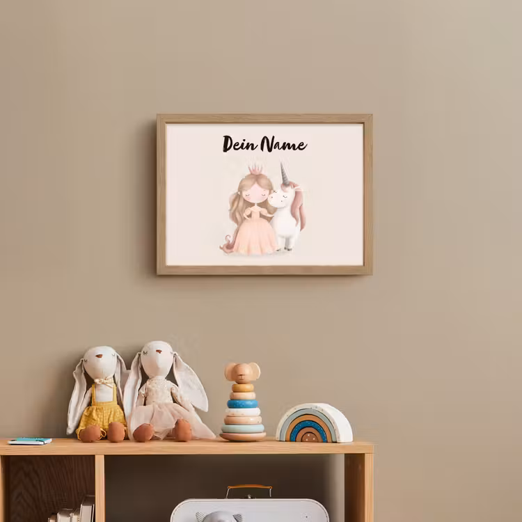 Eenhoorn - Prinses - Kroon - Jurk Light Box met batterij (Wandlamp kind) middel -sfeer2_kind