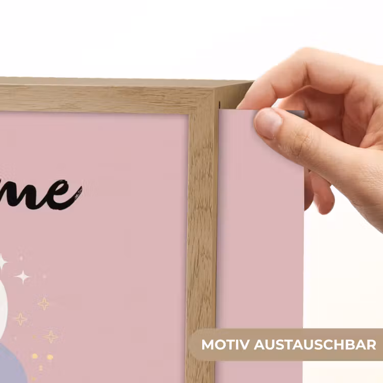 Eenhoorn - Roze - Bloemen Light Box met batterij (Wandlamp kind) middel -USP_websiteprintDE