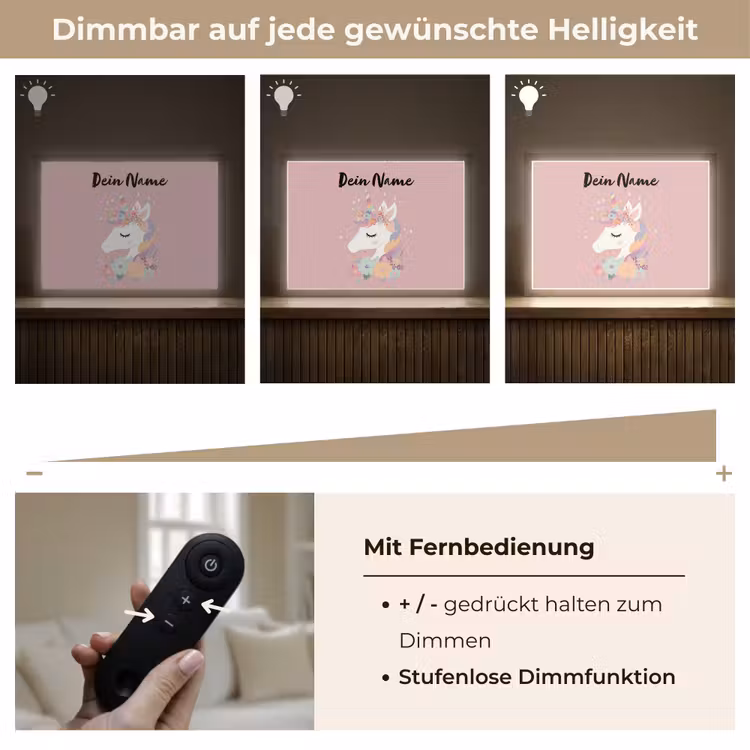 Eenhoorn - Roze - Bloemen Light Box met batterij (Wandlamp kind) middel -USP_dimbaarDE
