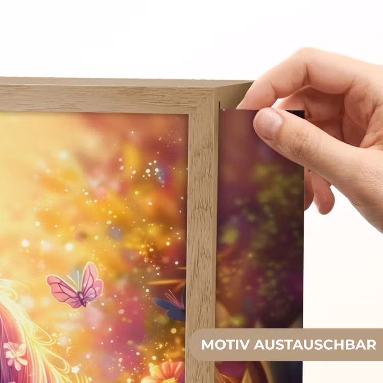 Eenhoorn - Roze - Kleurrijk - Sprookjesbos Light Box met batterij (Wandlamp kind) middel -USP_websiteprintDE