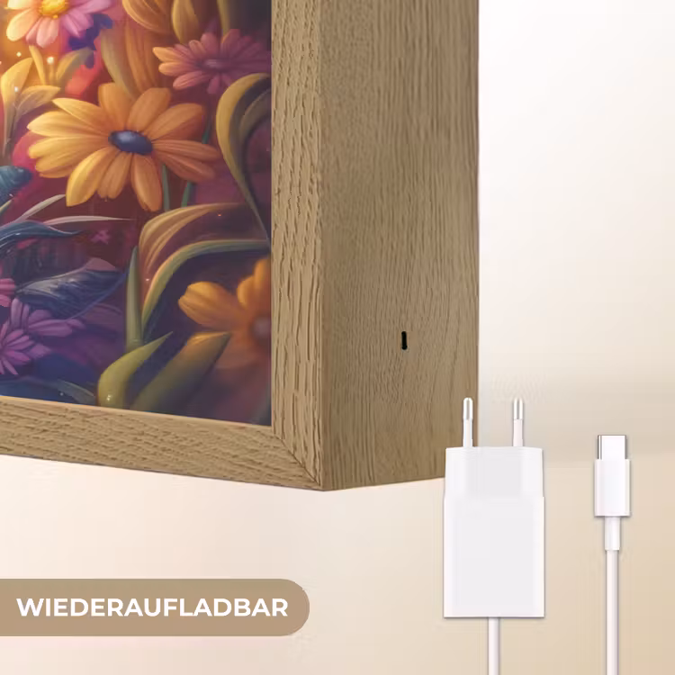 Eenhoorn - Roze - Kleurrijk - Sprookjesbos Light Box met batterij (Wandlamp kind) middel -USP_websiteoplaadbaarDE