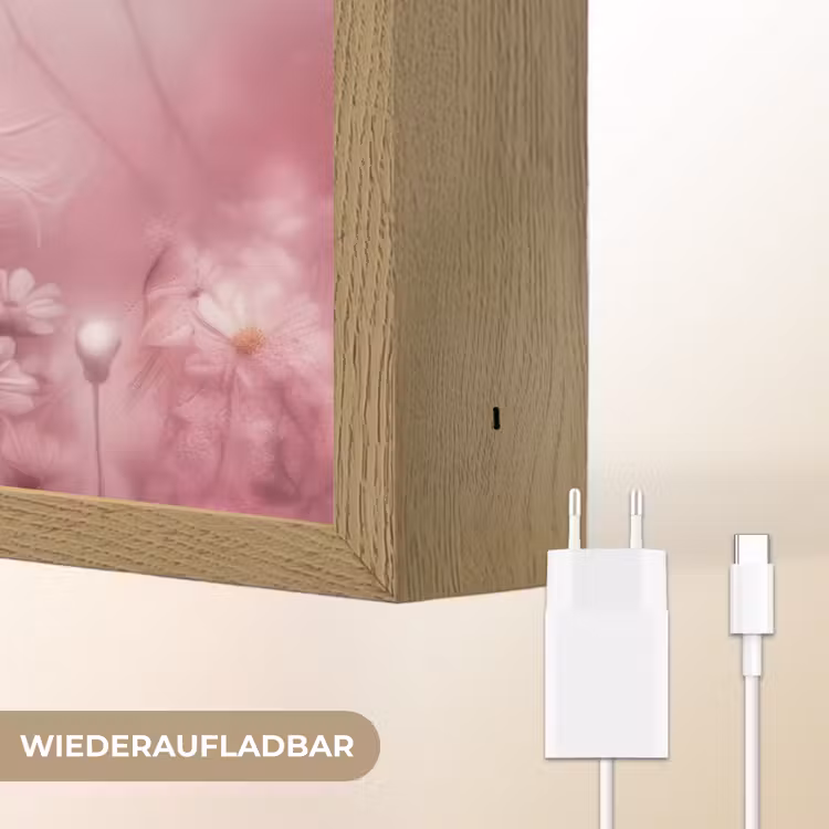 Eenhoorn - Roze - Vlinders - Bloemen Light Box met batterij (Wandlamp kind) middel -USP_websiteoplaadbaarDE