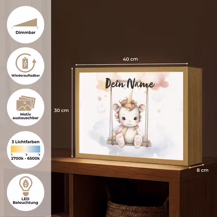 Eenhoorn - Dier - Kinderen - Unicorn Light Box met batterij (Wandlamp kind) middel -USP_websiteoverzichtDE