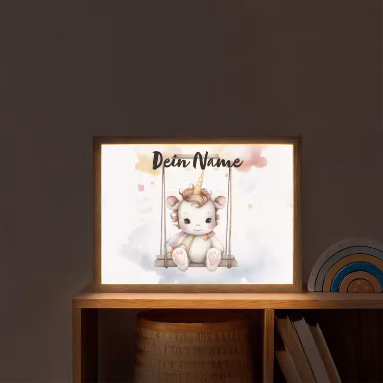 Eenhoorn - Dier - Kinderen - Unicorn Light Box met batterij (Wandlamp kind) middel -sfeer1_kind