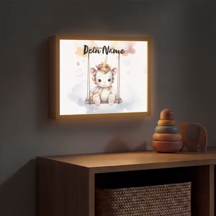 Eenhoorn - Dier - Kinderen - Unicorn Light Box met batterij (Wandlamp kind) middel -sfeer5_kind